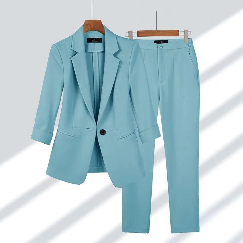 Women'S Tailored Suit - Single-Breasted Blazer & Trousers - Notched Lapels - Business Wear