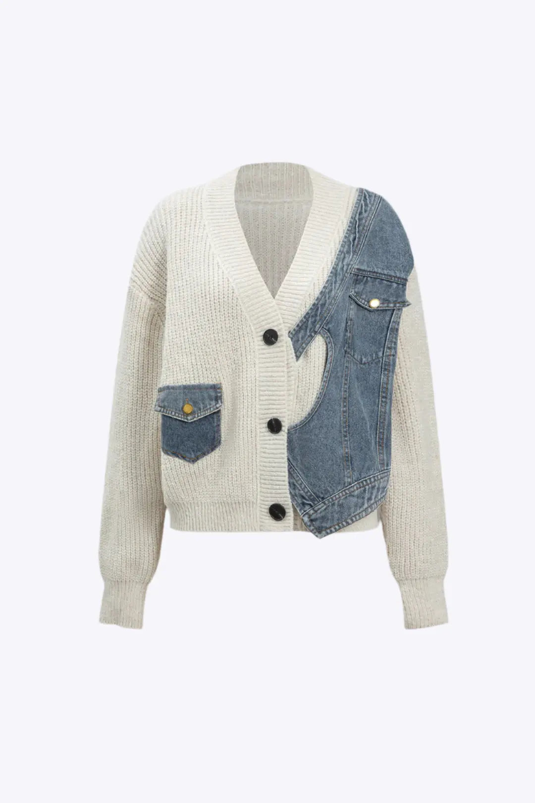 Theodosia – Asymmetrisk Design med Lommer Kvinde Cardigan-Cardigans-Zuruz-Elfenben-S-Zuruz