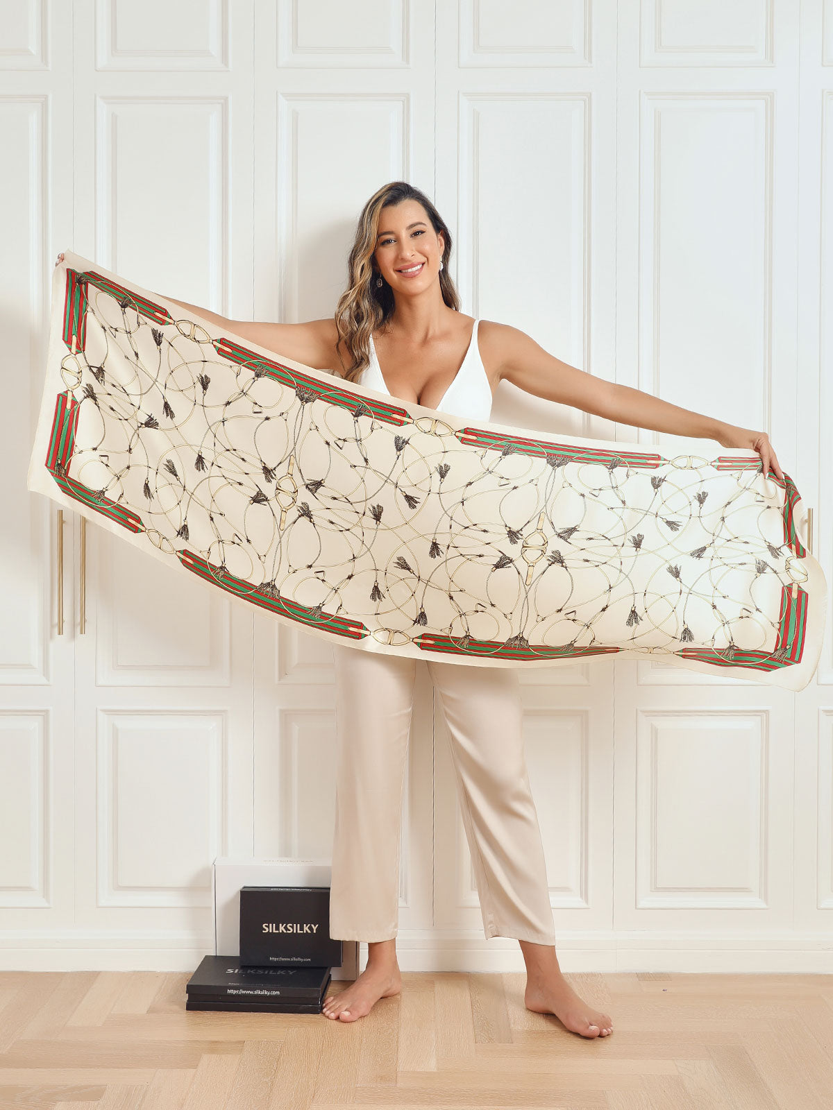 Ginevra – Elegant printet tekstur dame tørklæde-Scarf-Zuruz-Zuruz