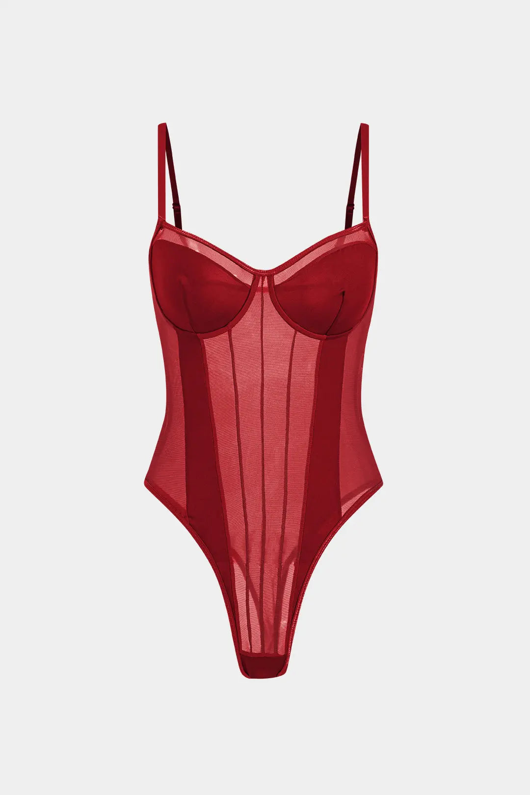 Delphine – Sexet rygfri mesh dame gennemsigtig korset bodysuit-Bodysuit-Zuruz-Rød-XS-Zuruz