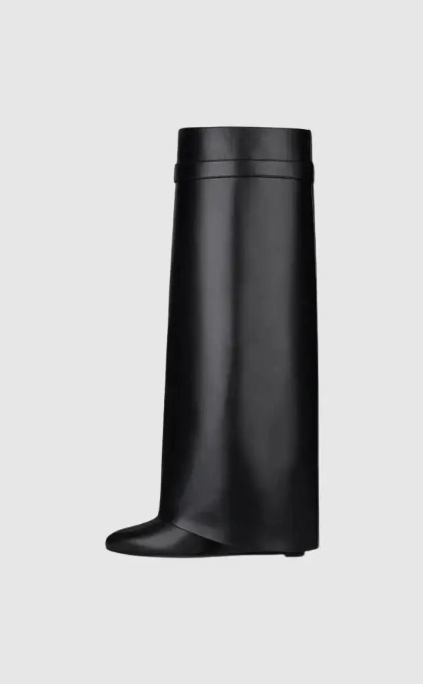 Modern Wedge Boots Black Vegan Leather With Lock Detail - Product detail 4
