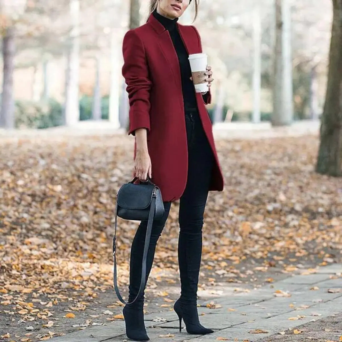 Brynja - Tidløs Vinter Chic Kvinde Modejakke-Jackets/ blazers-Zuruz-Bourgogne-S-Zuruz