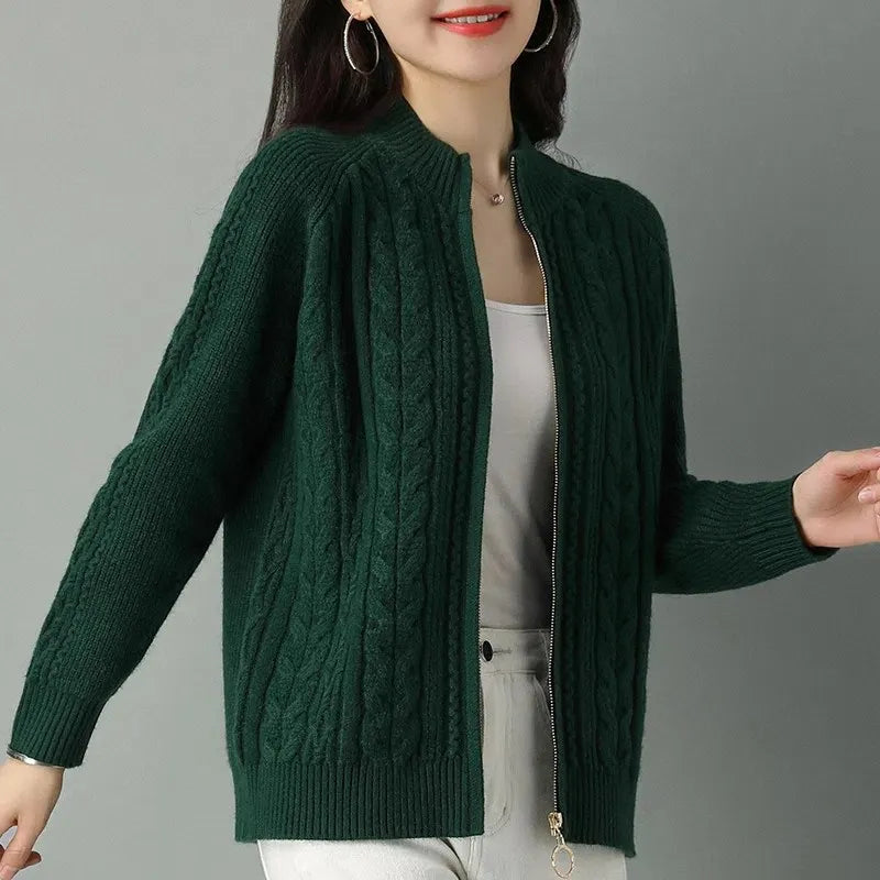 Maren Strikket Cardigan med lynlås
