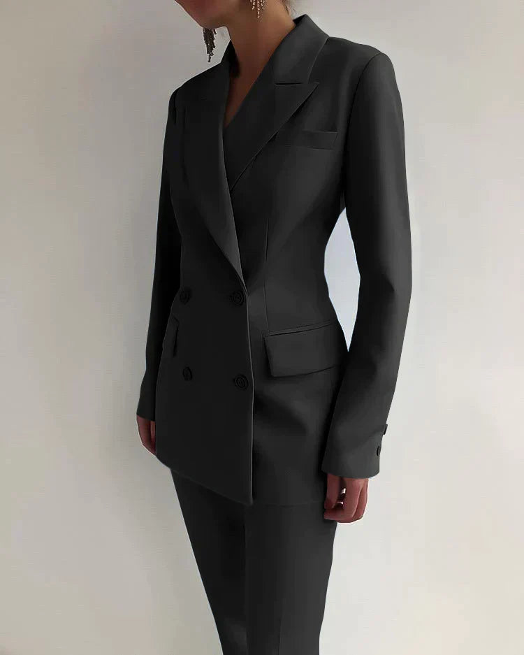 Women’S Blazer and Trousers Set – Tailored Fit – Double Breasted – Formal Wear