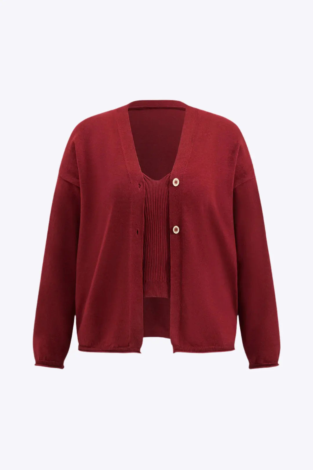 Seraphina – Stilfuldt Plus Size Strikket Cardigan Sæt til Kvinder-Cardigans-Zuruz-Rød-0XL-Zuruz