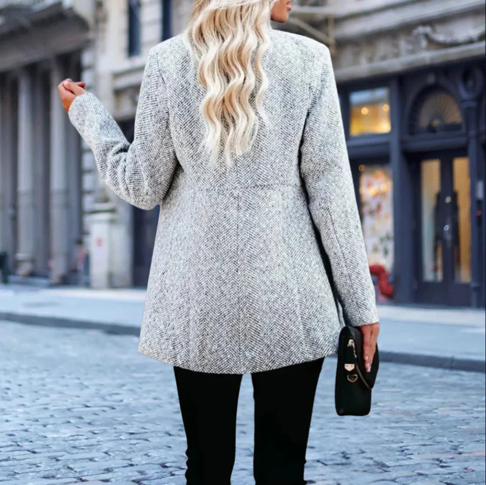 Women’S Blazer – Structured Fit – Textured Woven – Open Front – Formal Wear