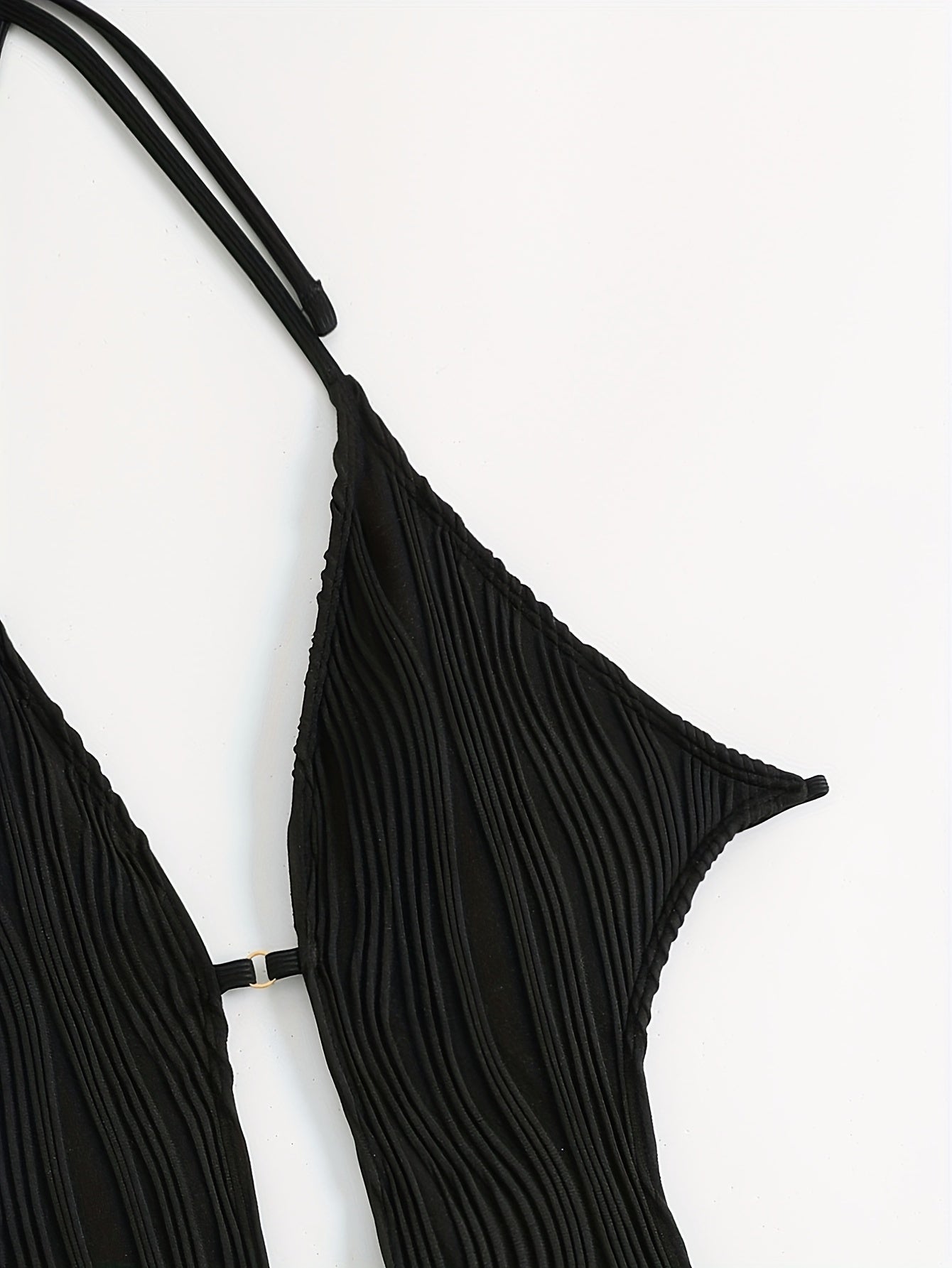 Chic Backless Halter One-Piece Swimsuit for Women - Sexy, High Stretch, Solid Color with Tie Detail, Machine Washable