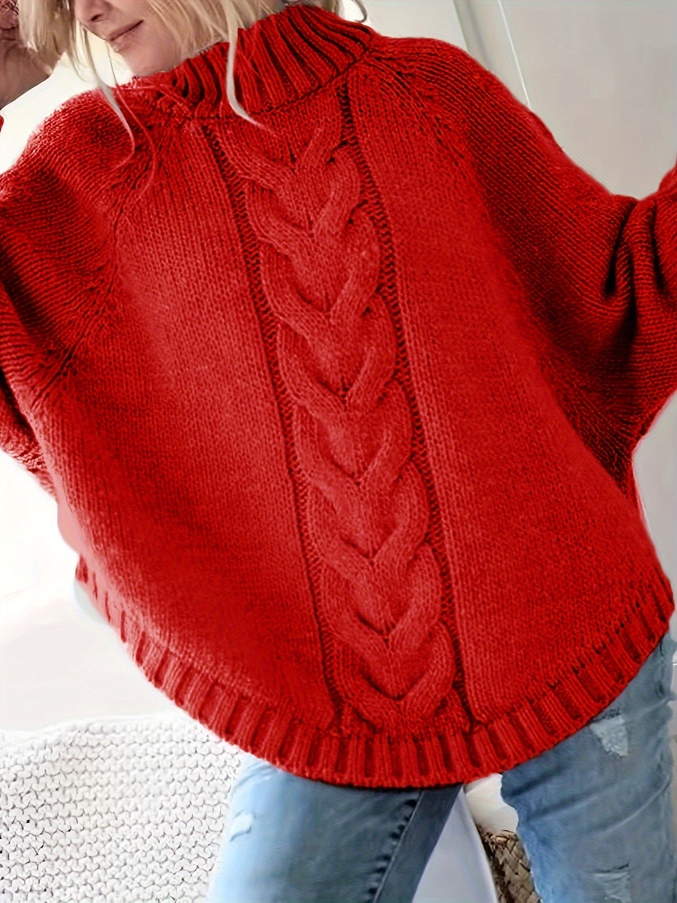Women'S Vintage-Inspired Black Cable Sweater with High Neck, Loose Fit, Fall & Winter Style - Casual, Everyday Pullover for Autumn and Winter, Autumn Winter Apparel | Vintage Sweater | Cable Pattern, Sweater Dress