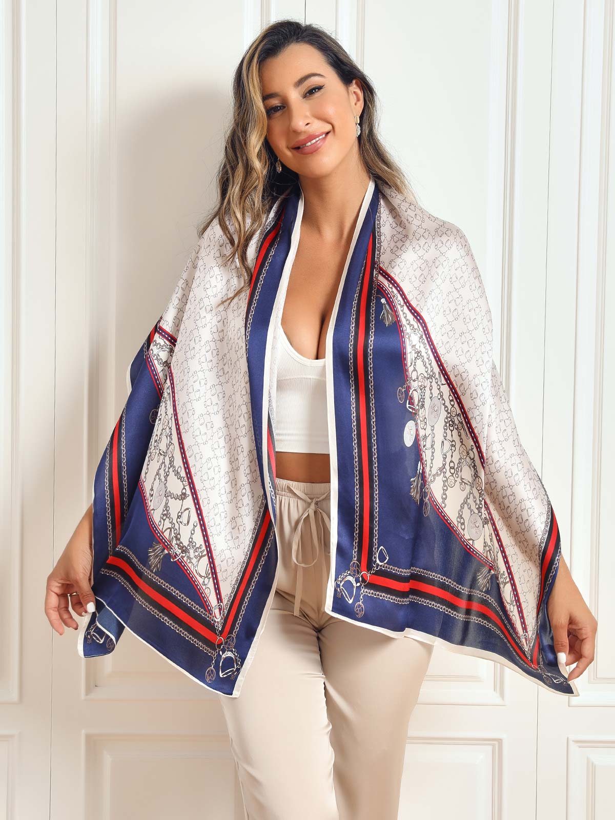 Ginevra – Elegant printet tekstur dame tørklæde-Scarf-Zuruz-Zuruz