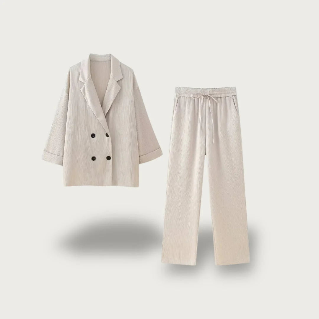 Women’S Blazer – Relaxed Fit – Double-Breasted – Structured Boxy Silhouette – Lightweight
