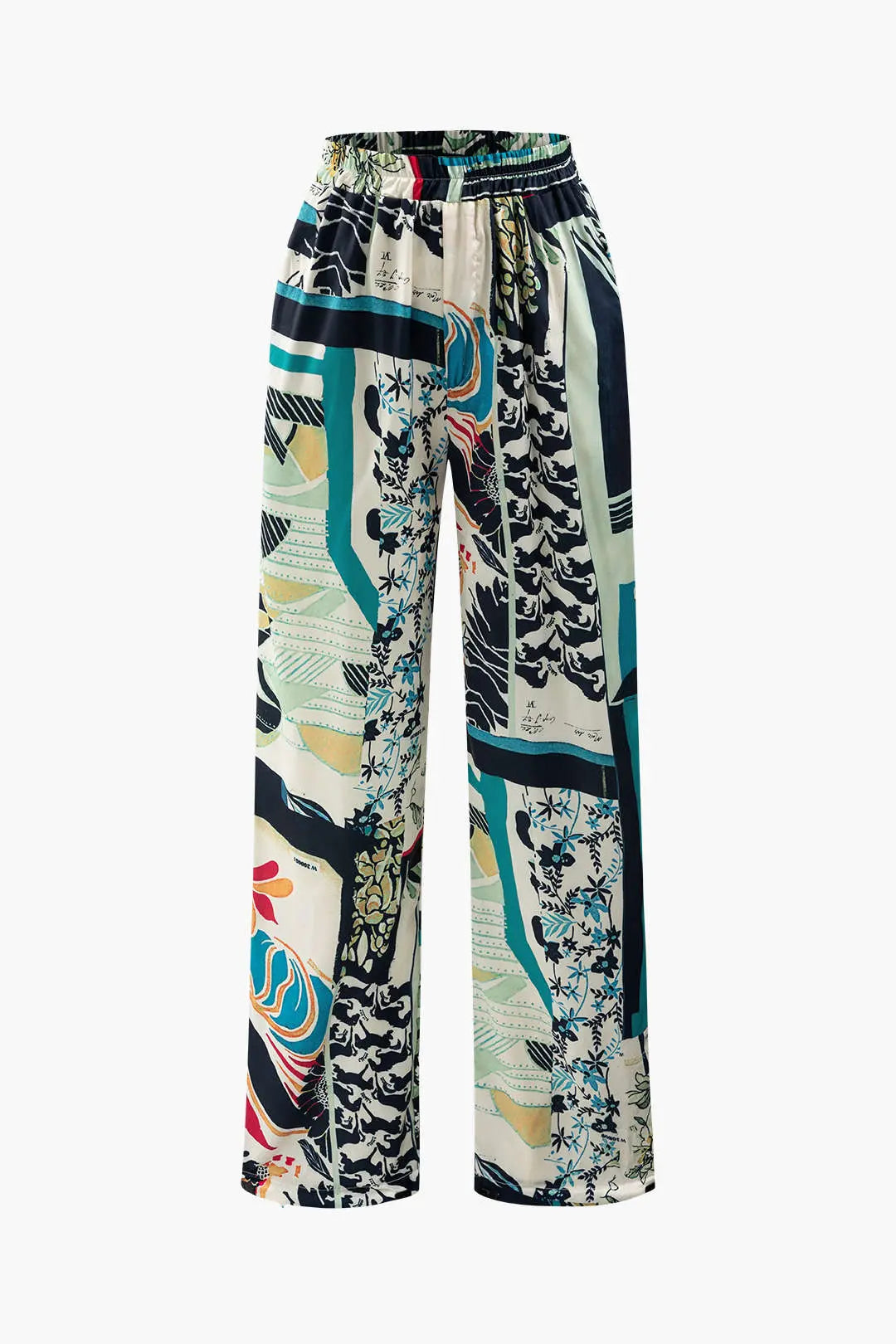 Querida – Trendy blomster-detaljer dame straight fit bukser-Pants-Zuruz-Baby Blå-XS-Zuruz