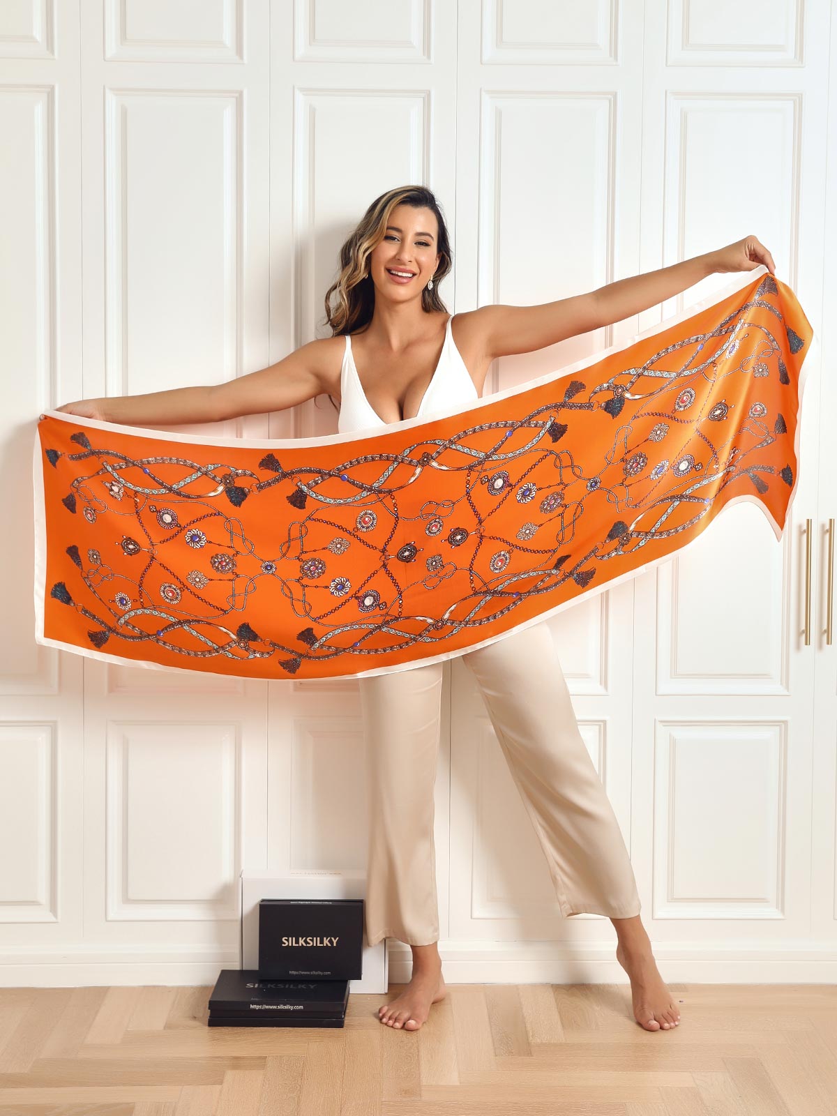 Ginevra – Elegant printet tekstur dame tørklæde-Scarf-Zuruz-Zuruz