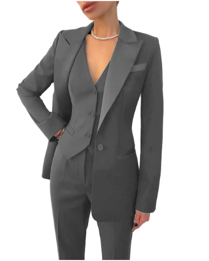 Women’S 3-Piece Suit Set – Blazer, Vest & Trousers | Elegant Business Outfit for Office, Formal & Smart-Casual Wear
