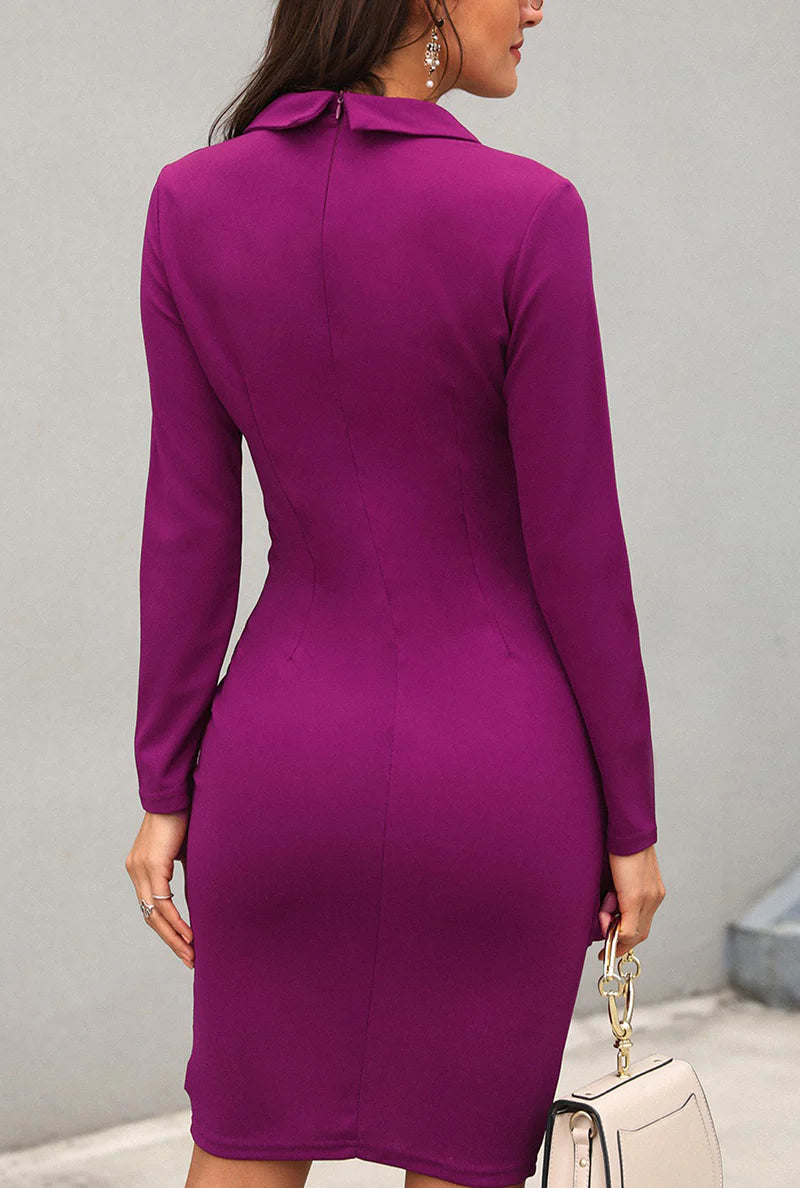 Women’S Blazer Dress – Tailored Fit – Deep V-Neck – Long Sleeve – Button Detail