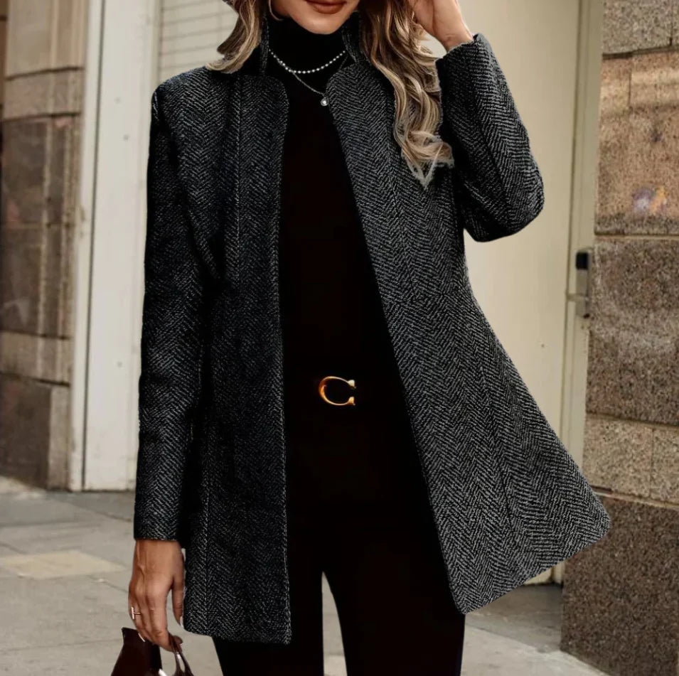 Women’S Blazer – Structured Fit – Textured Woven – Open Front – Formal Wear