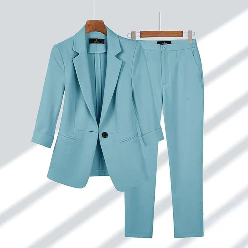 Women’S Blazer and Trouser Set – Tailored Fit – One Button – Office Wear