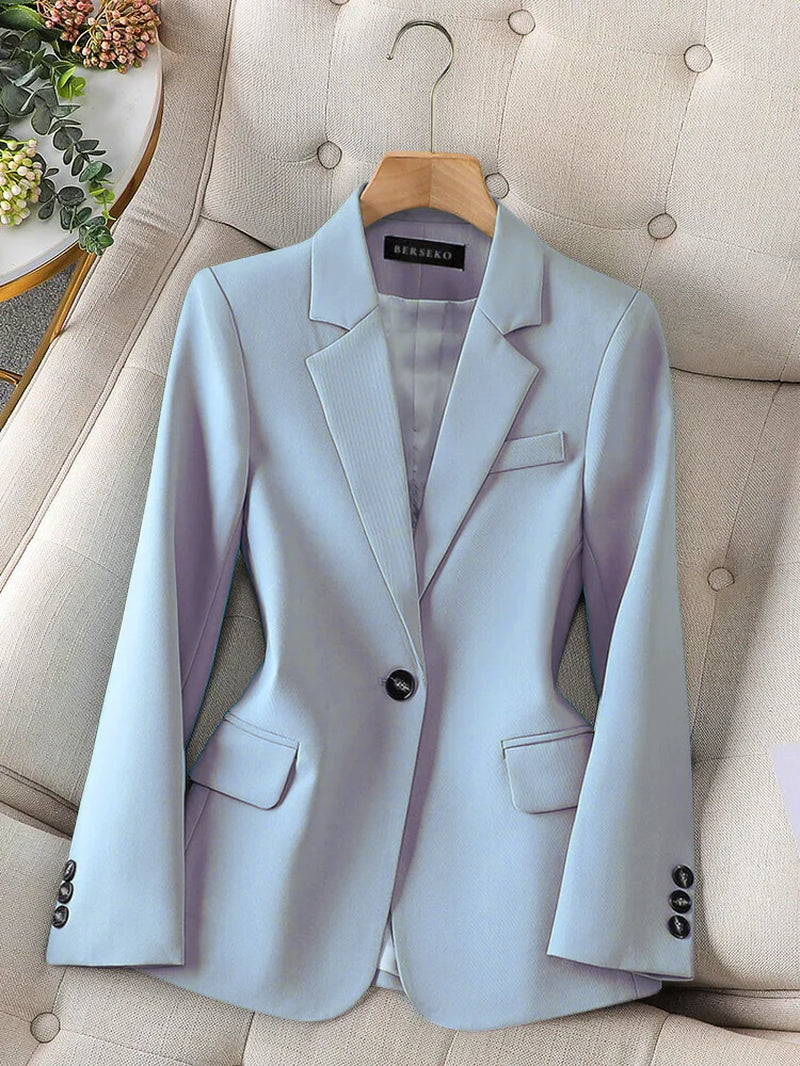 Women'S Tailored Blazer - Fitted Silhouette - Single Button - Notched Lapels