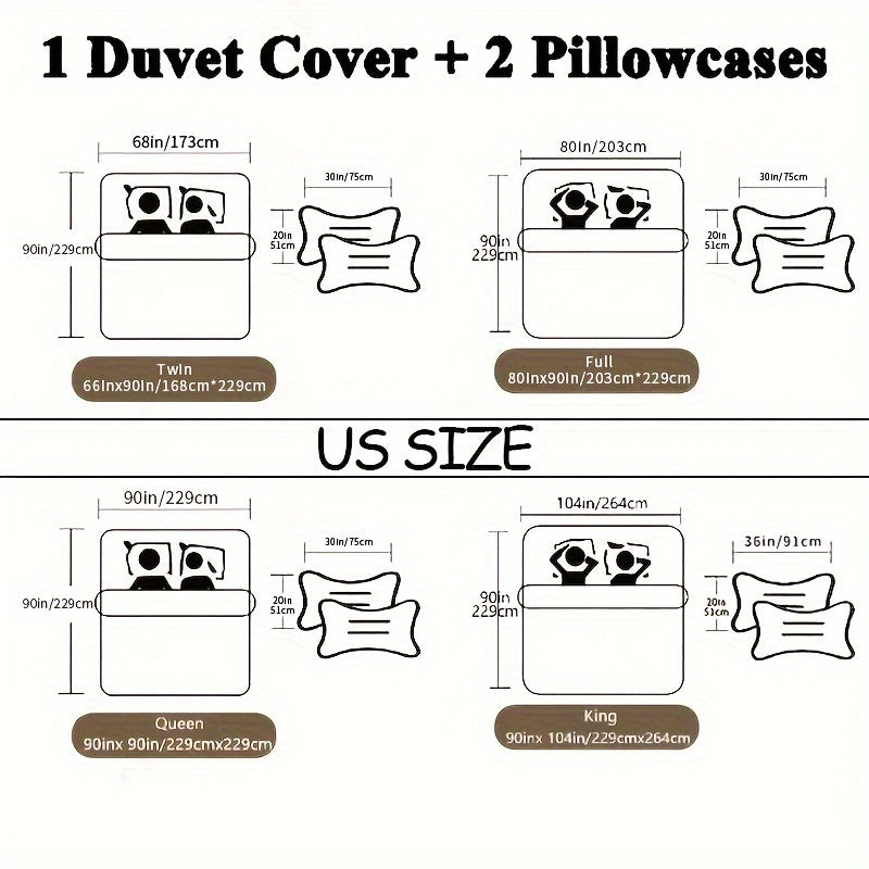 Boho Duvet Cover Set With Matching Pillowcase, Modern Bedding Set