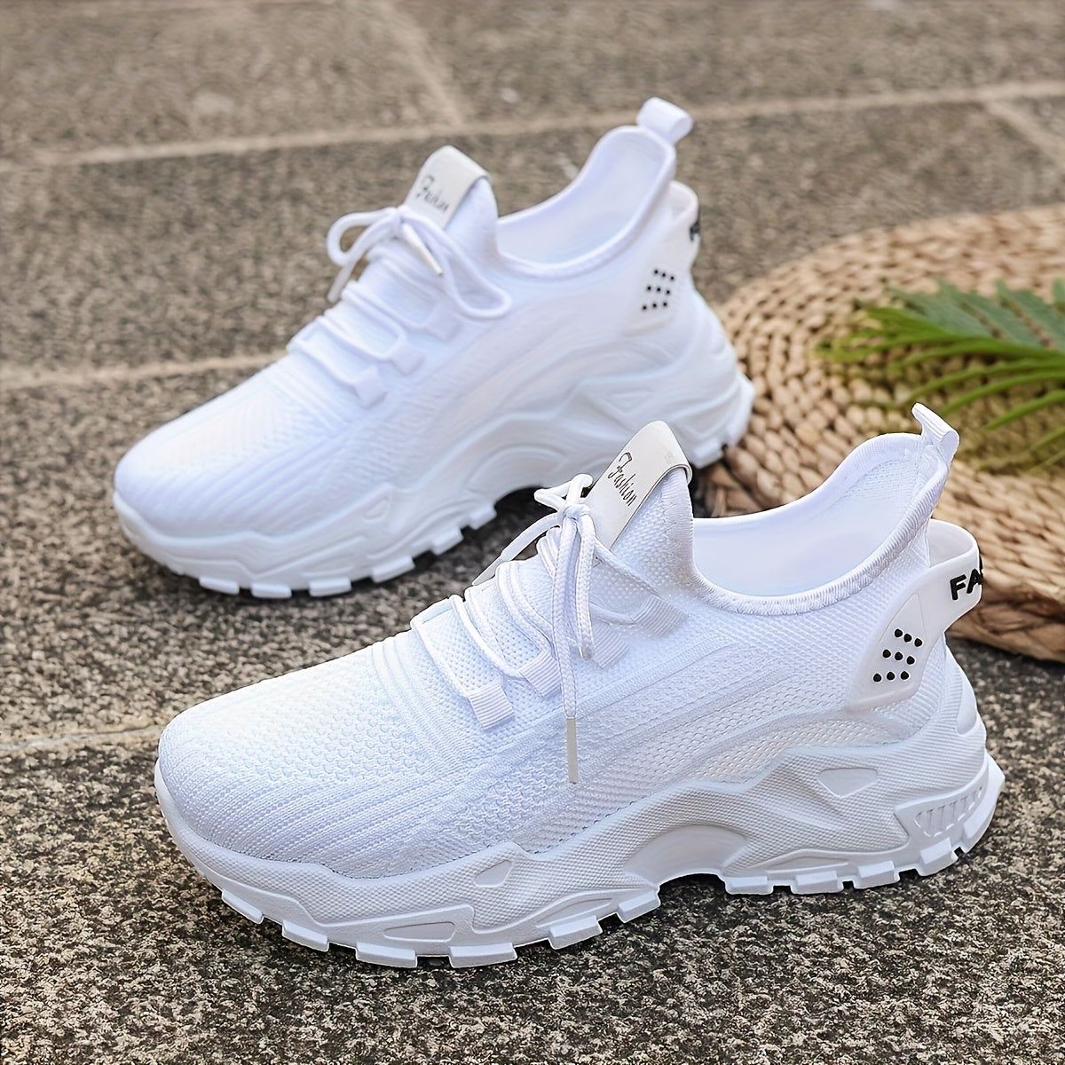 Women'S Breathable Knit Thick Sole Sports Shoes - Comfortable Low-Top Lace-Up Casual Running Shoes, Men'S Sneakers, Non-Slip, Lightweight Stylish Athletic Footwear, Suitable for Walking, Fitness, Work, Dates, Shopping, Beach Outings, Vacation, Driving, a