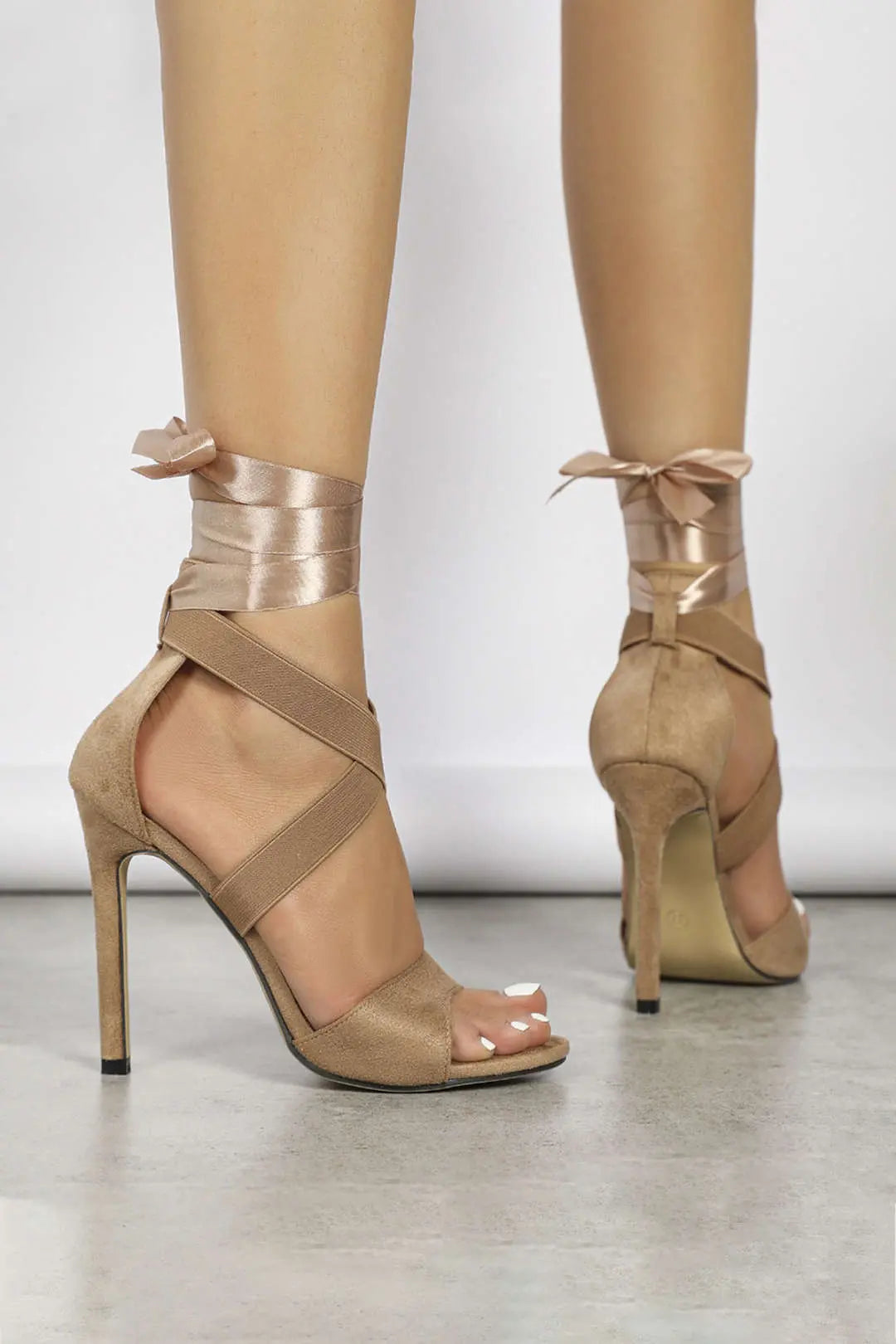 Natalia – Faux Ruskind Krydsede Snørebånd Kvinde Hæle-Heels-Zuruz-Zuruz