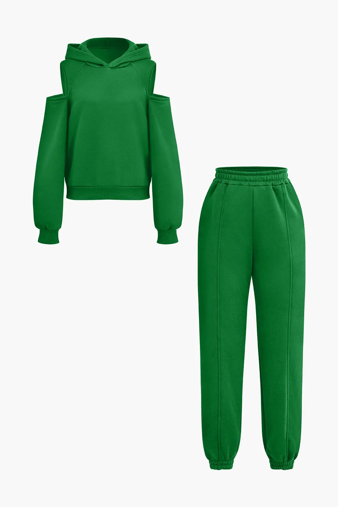Quinta - Trendy Udsnitsdesign Kvinde Sweatshirt & Bukser Sæt-Sets-Zuruz-Grøn-XS-Zuruz