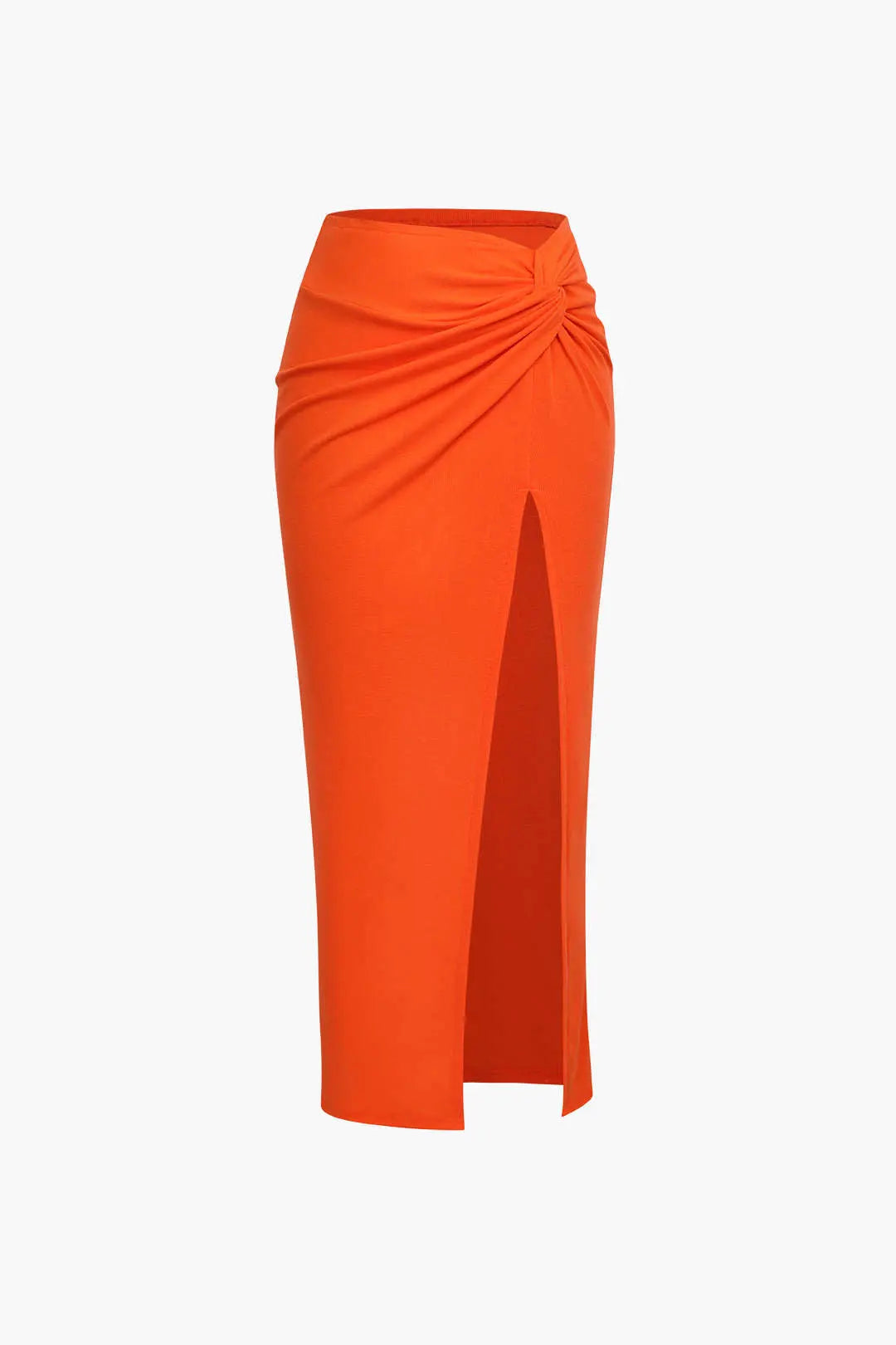 Paloma - Knudedetaljeret Slids Design Strikket Midi Nederdel til Kvinder-Skirts-Zuruz-Orange-2XS-Zuruz