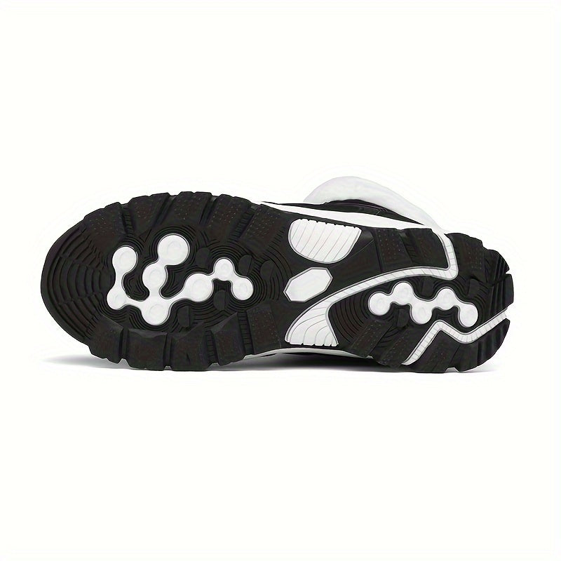 Women's High-Top Snow Boots Solid Color with Flannel Lining, Superfine Fiber Upper, Round Toe Design, Non-Slip Rubber Sole, Warm Plush Insole - Lace-Up Winter Footwear