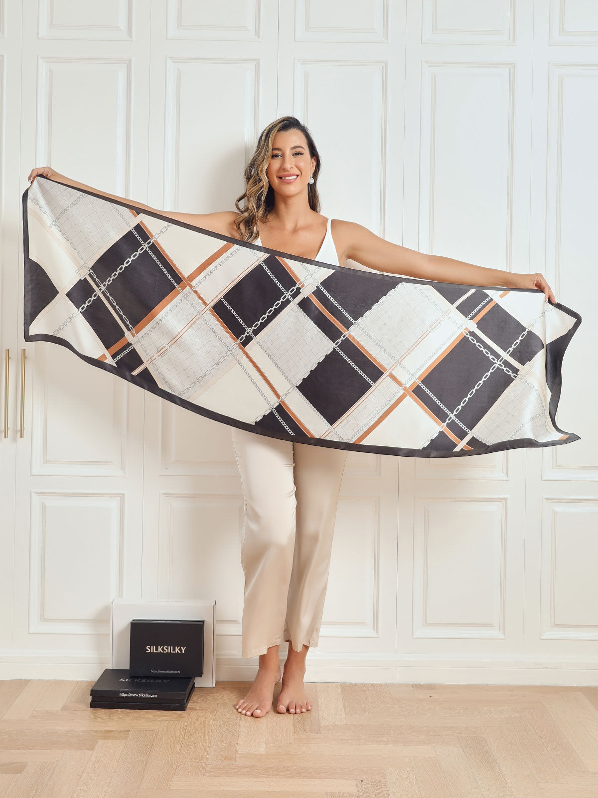 Ginevra – Elegant printet tekstur dame tørklæde-Scarf-Zuruz-Zuruz