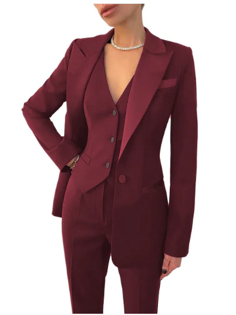 Women’S 3-Piece Suit Set – Blazer, Vest & Trousers | Elegant Business Outfit for Office, Formal & Smart-Casual Wear
