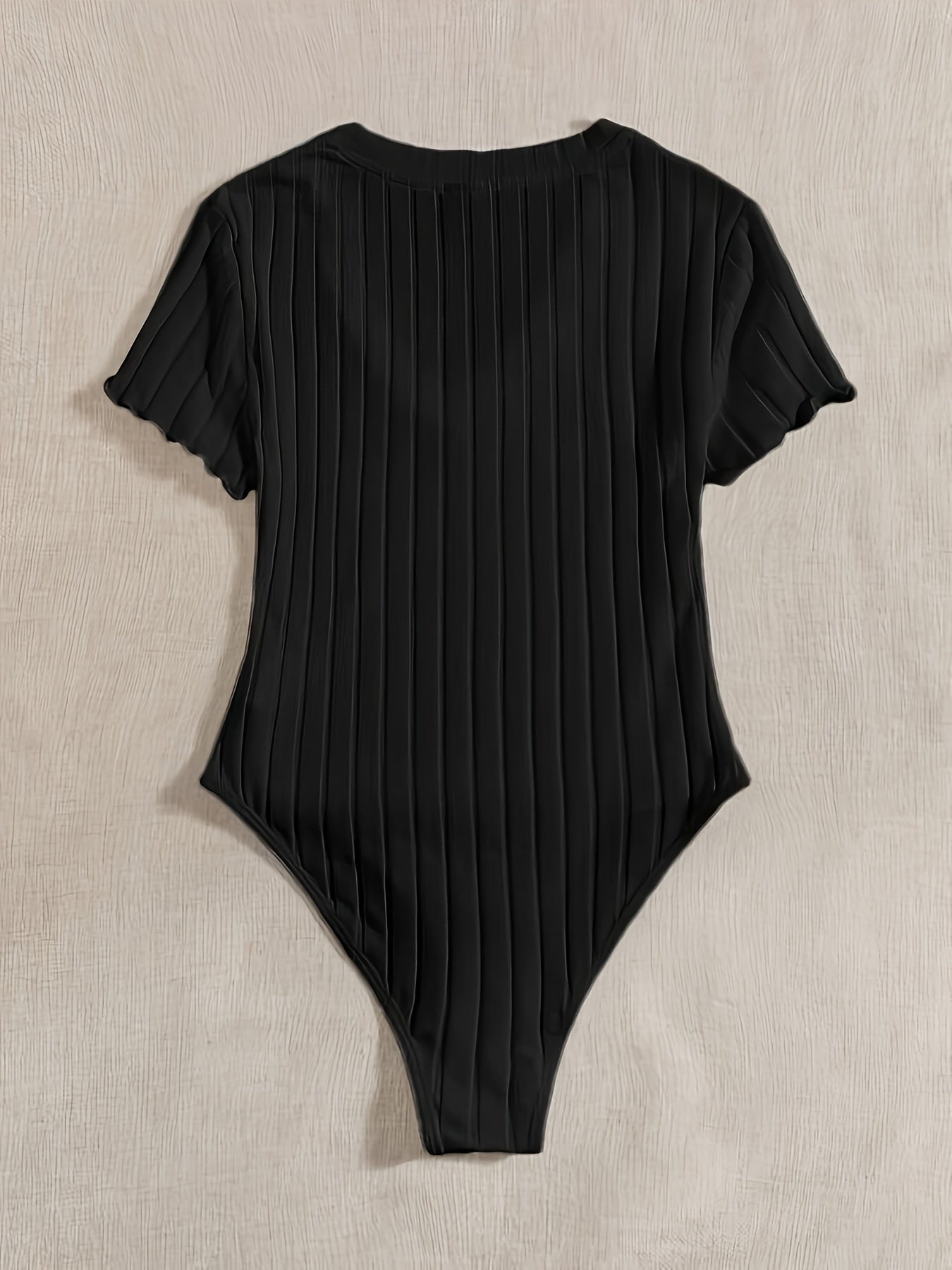 Solid Color Black and White Bodysuit with Short Sleeves for Women, Body Shaping Base Layer Top