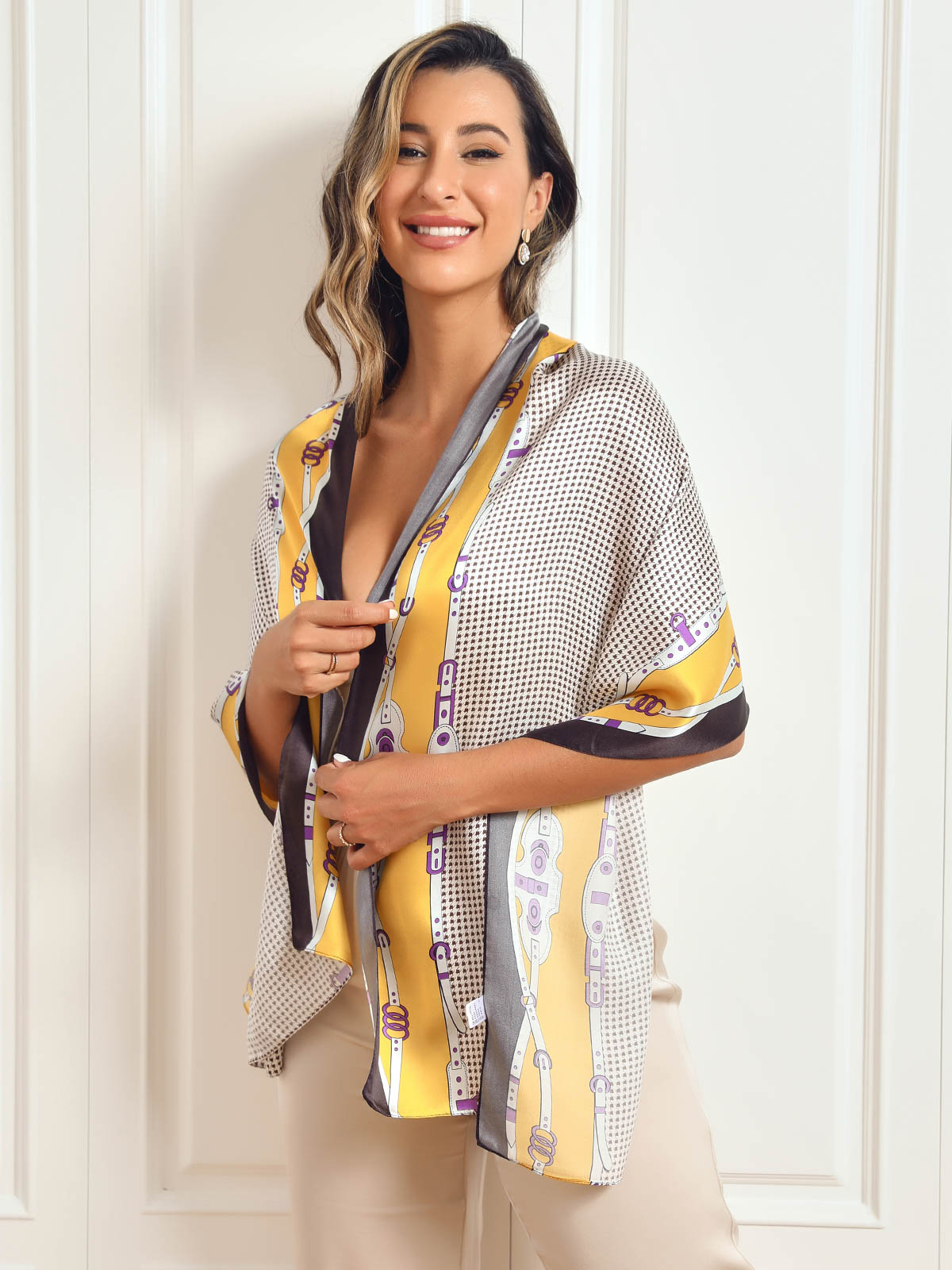 Ginevra – Elegant printet tekstur dame tørklæde-Scarf-Zuruz-Zuruz