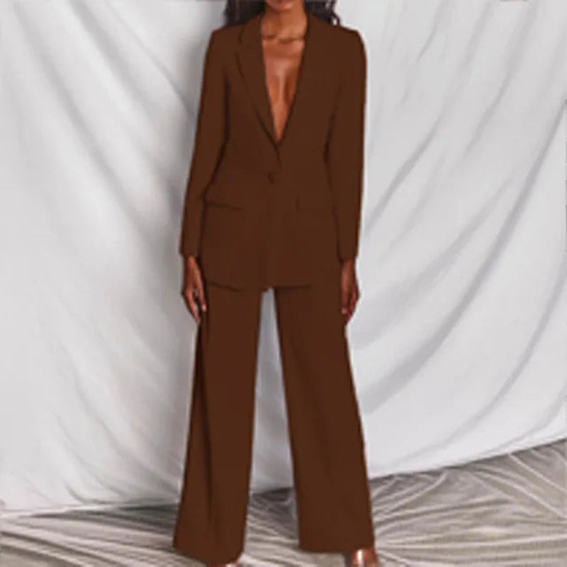 Women’S Tailored Suit – Oversized Blazer – High-Waisted Trousers – Structured Fit