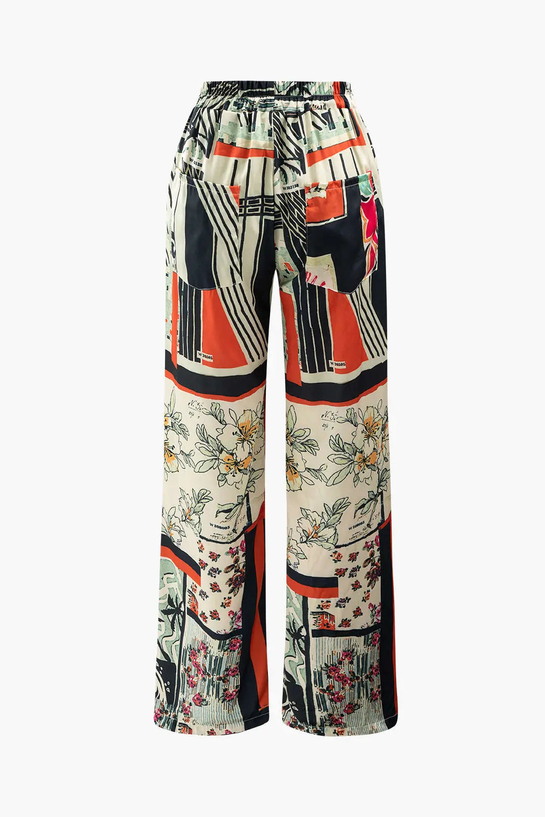 Querida – Trendy blomster-detaljer dame straight fit bukser-Pants-Zuruz-Zuruz