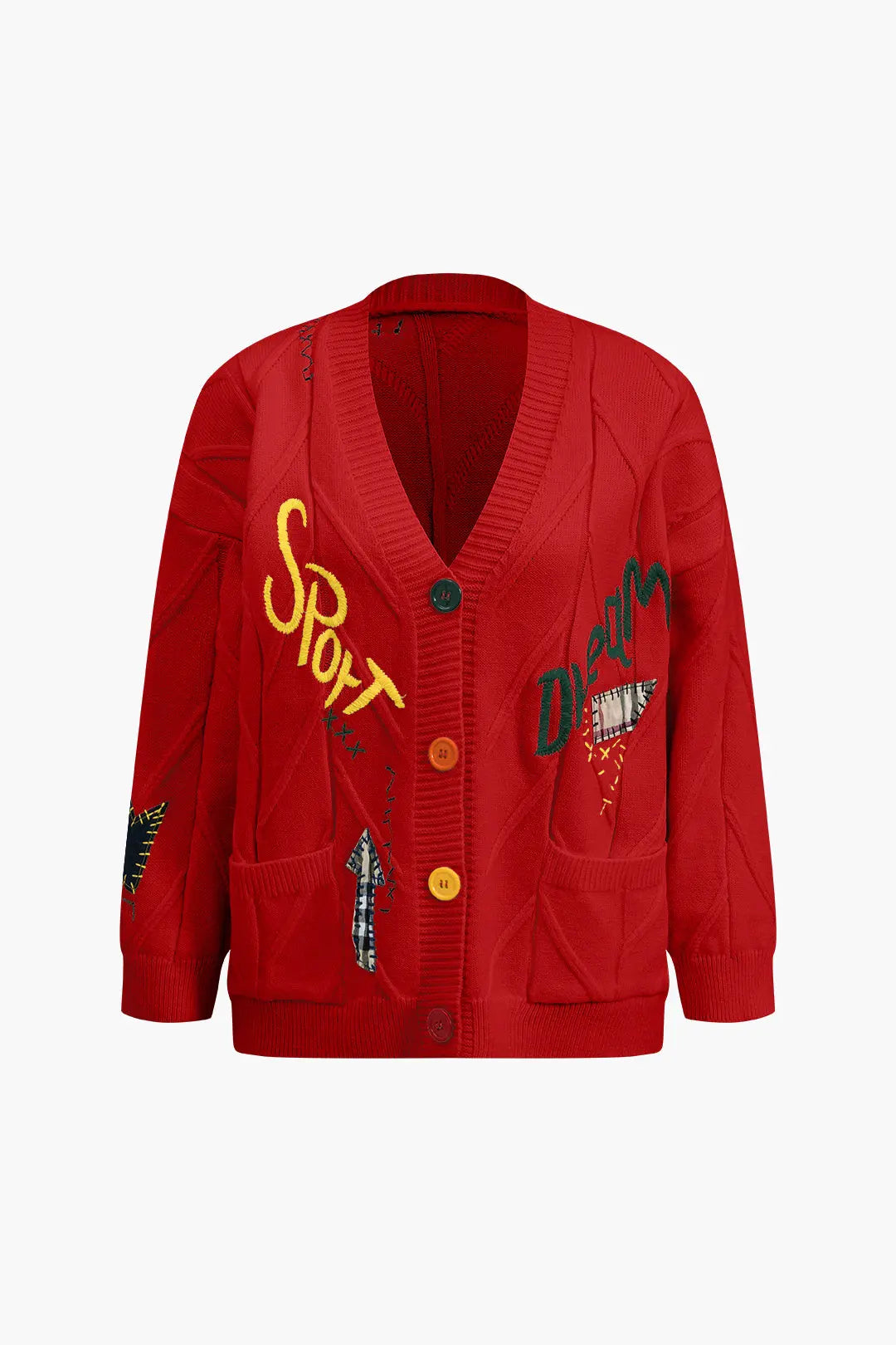 Natalie – Stilfuldt Broderet Bogstav Sweater Cardigan til Kvinder-Cardigans-Zuruz-Rød-S-Zuruz