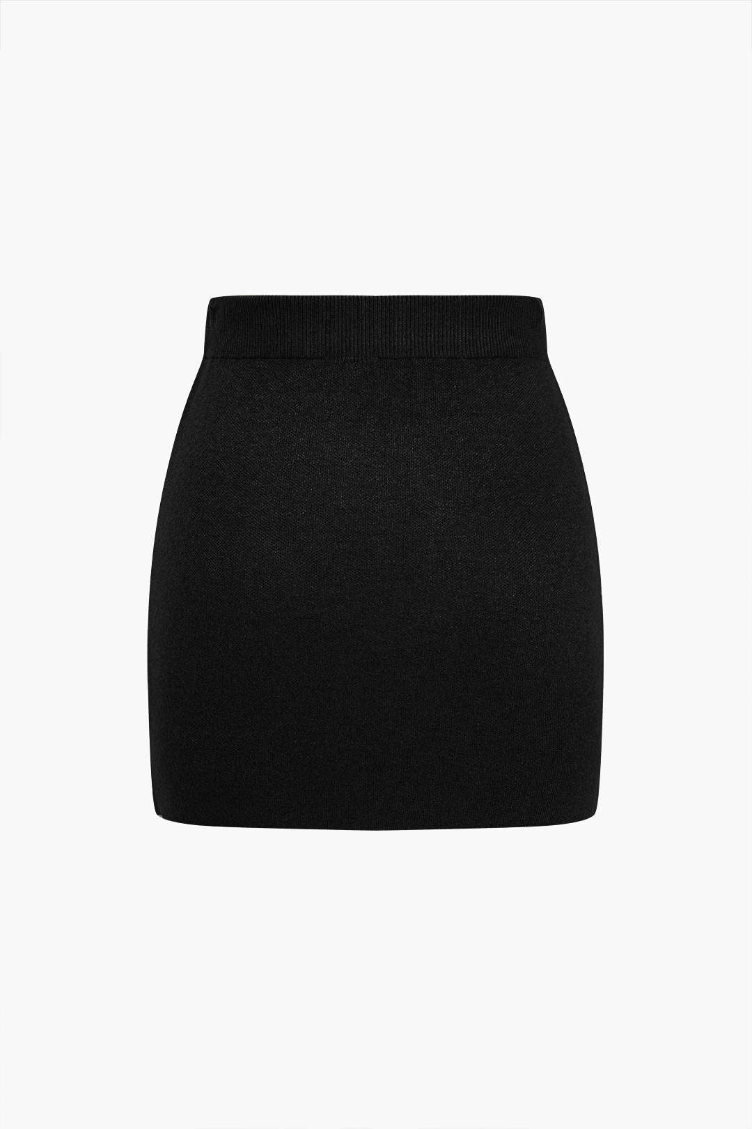 Moira - Elegant Ensfarvet Strikket Mini Nederdel til Kvinder-Skirts-Zuruz-Sort-S-Zuruz