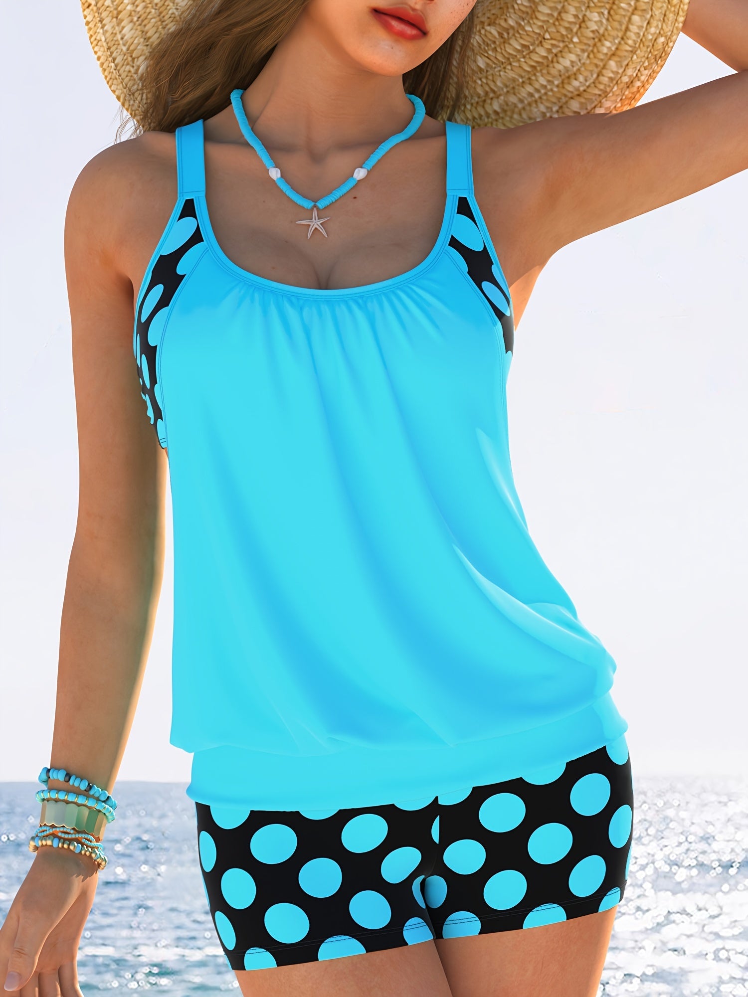 Women's Polka Dot Tankini Set