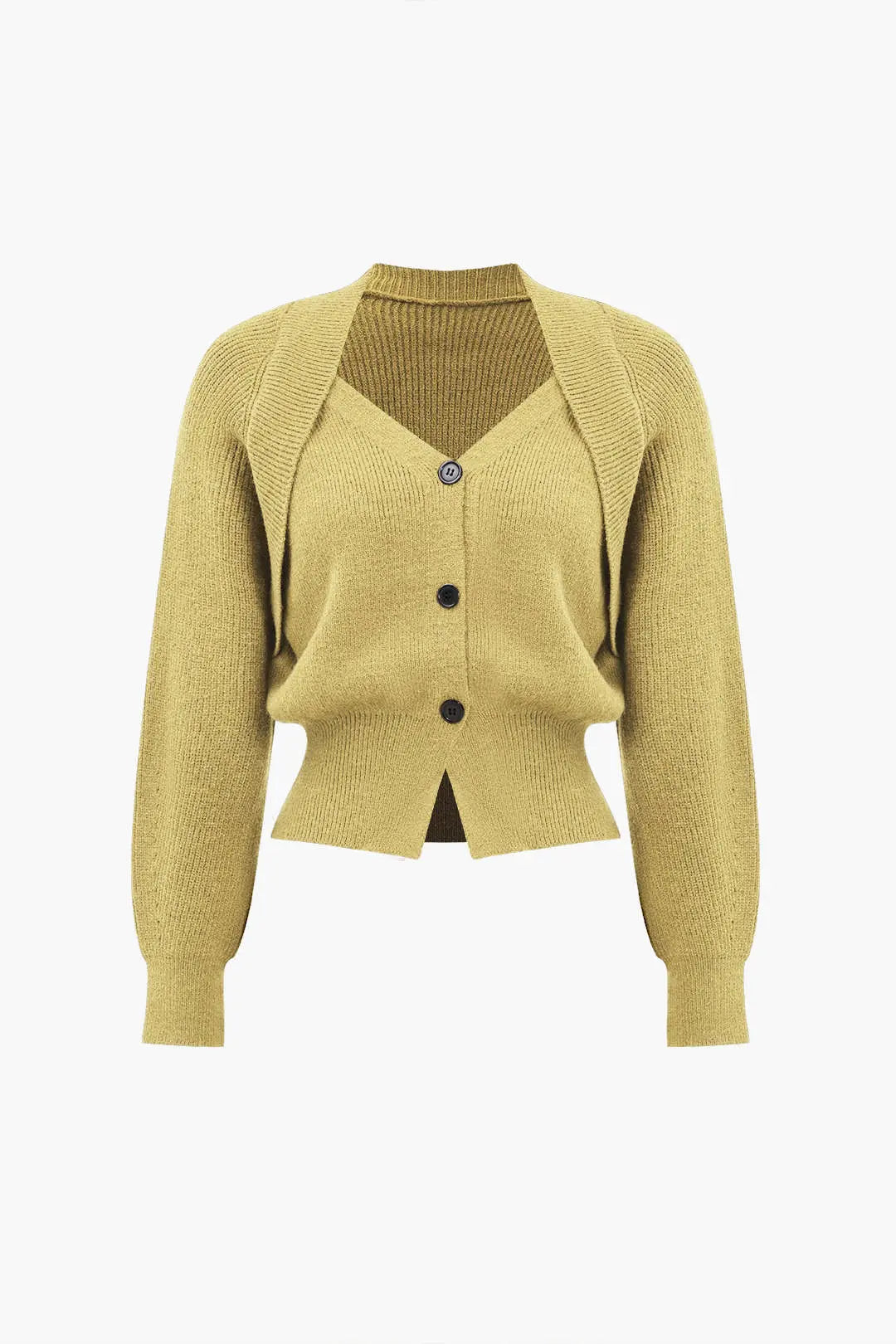 Xenia – Elegant V-hals Ensfarvet Strikket Cardigan til Kvinder-Cardigans-Zuruz-Oliven-S-Zuruz