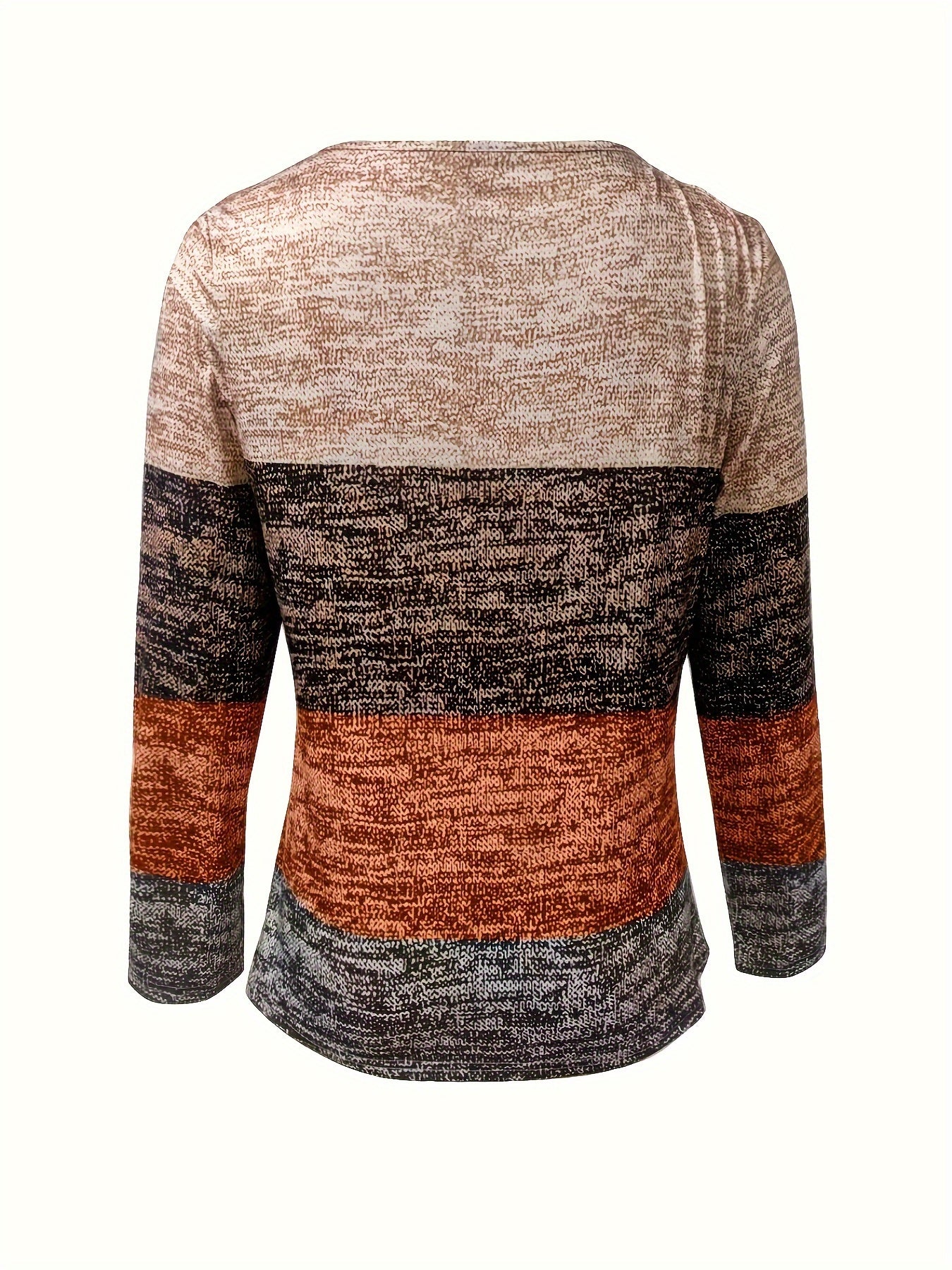 Color Block Quarter Zip T-Shirt, Casual Long Sleeve T-Shirt For Spring & Fall, Women's Clothing