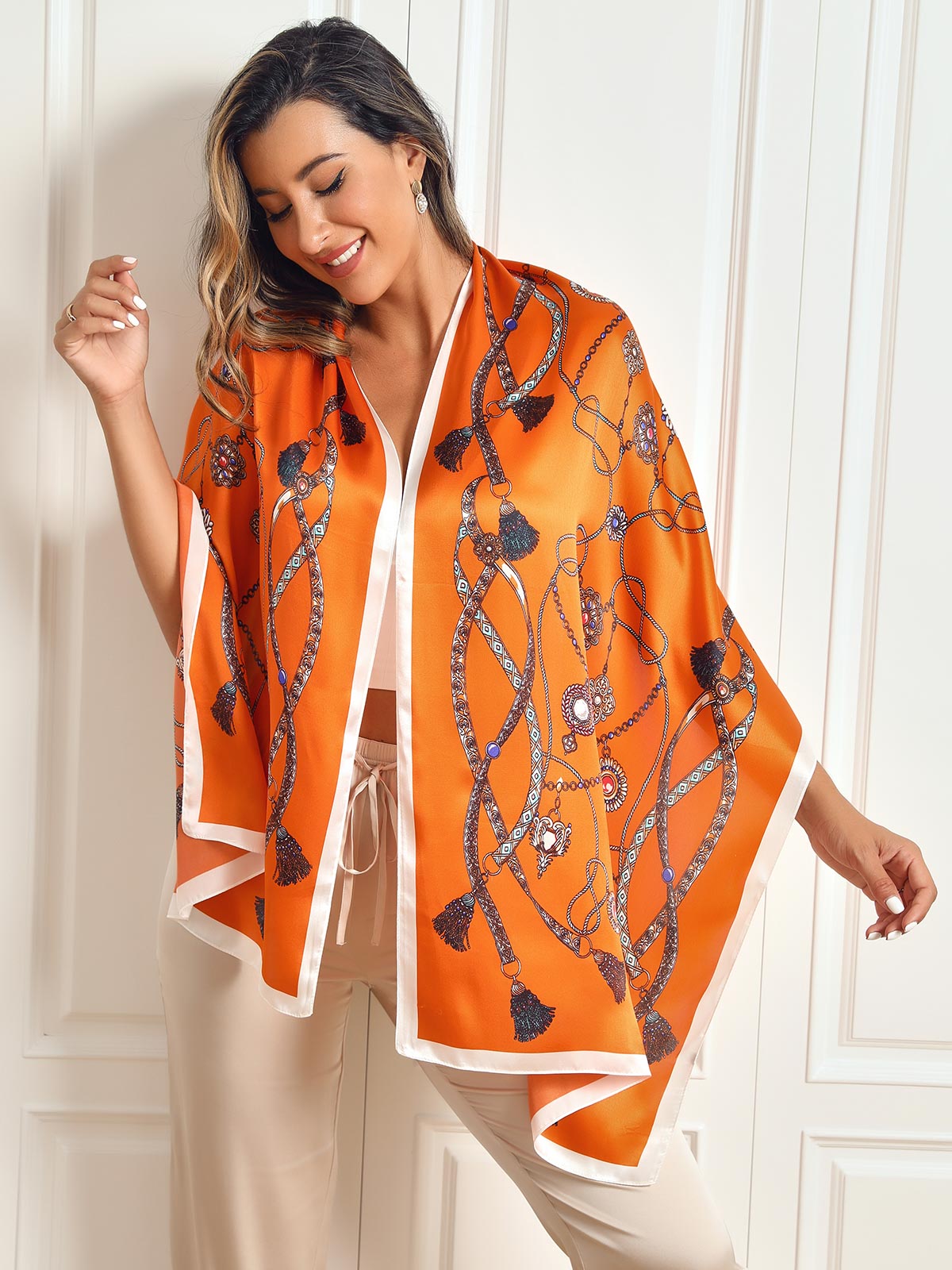 Ginevra – Elegant printet tekstur dame tørklæde-Scarf-Zuruz-Zuruz