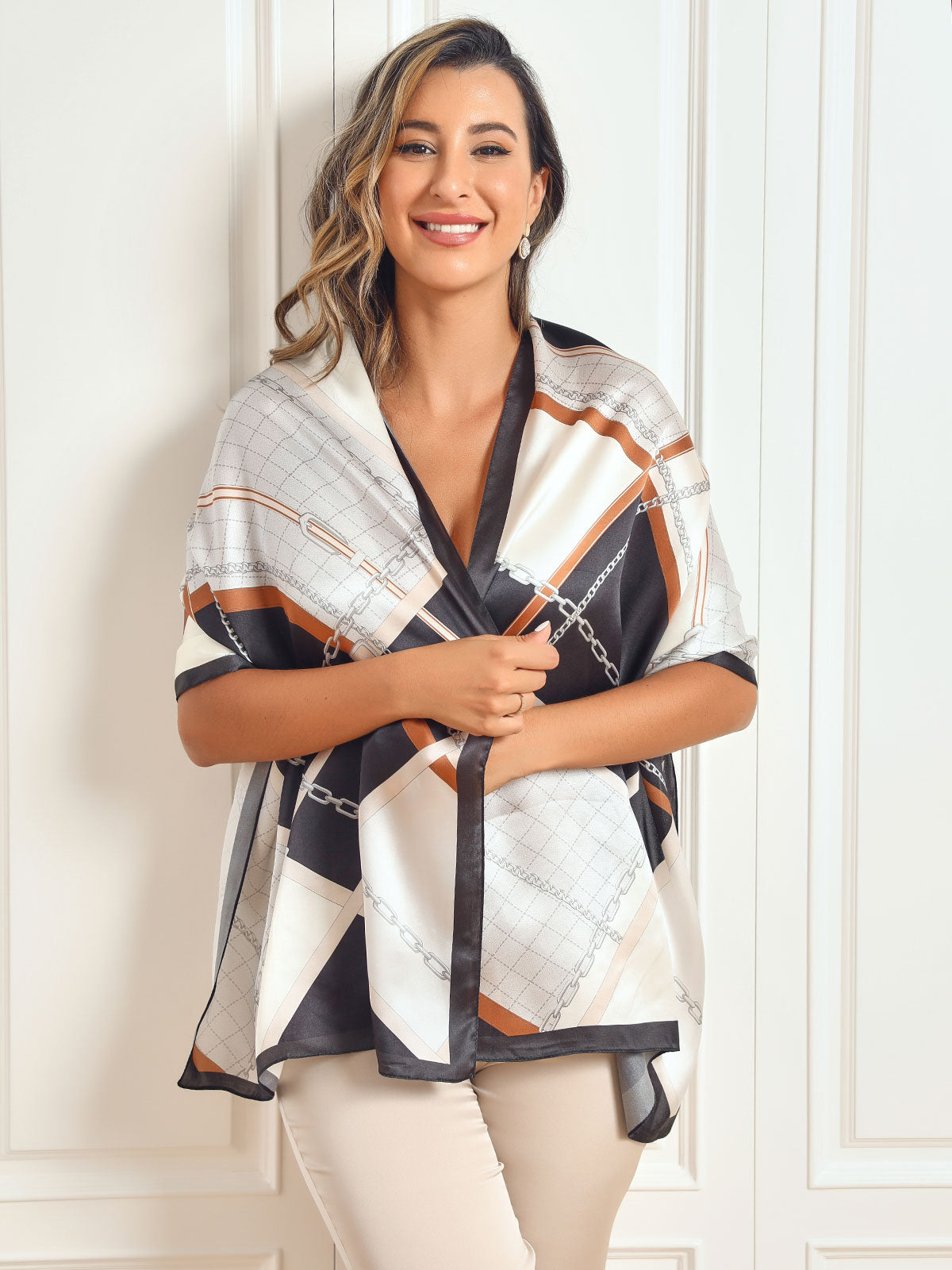 Ginevra – Elegant printet tekstur dame tørklæde-Scarf-Zuruz-Zuruz