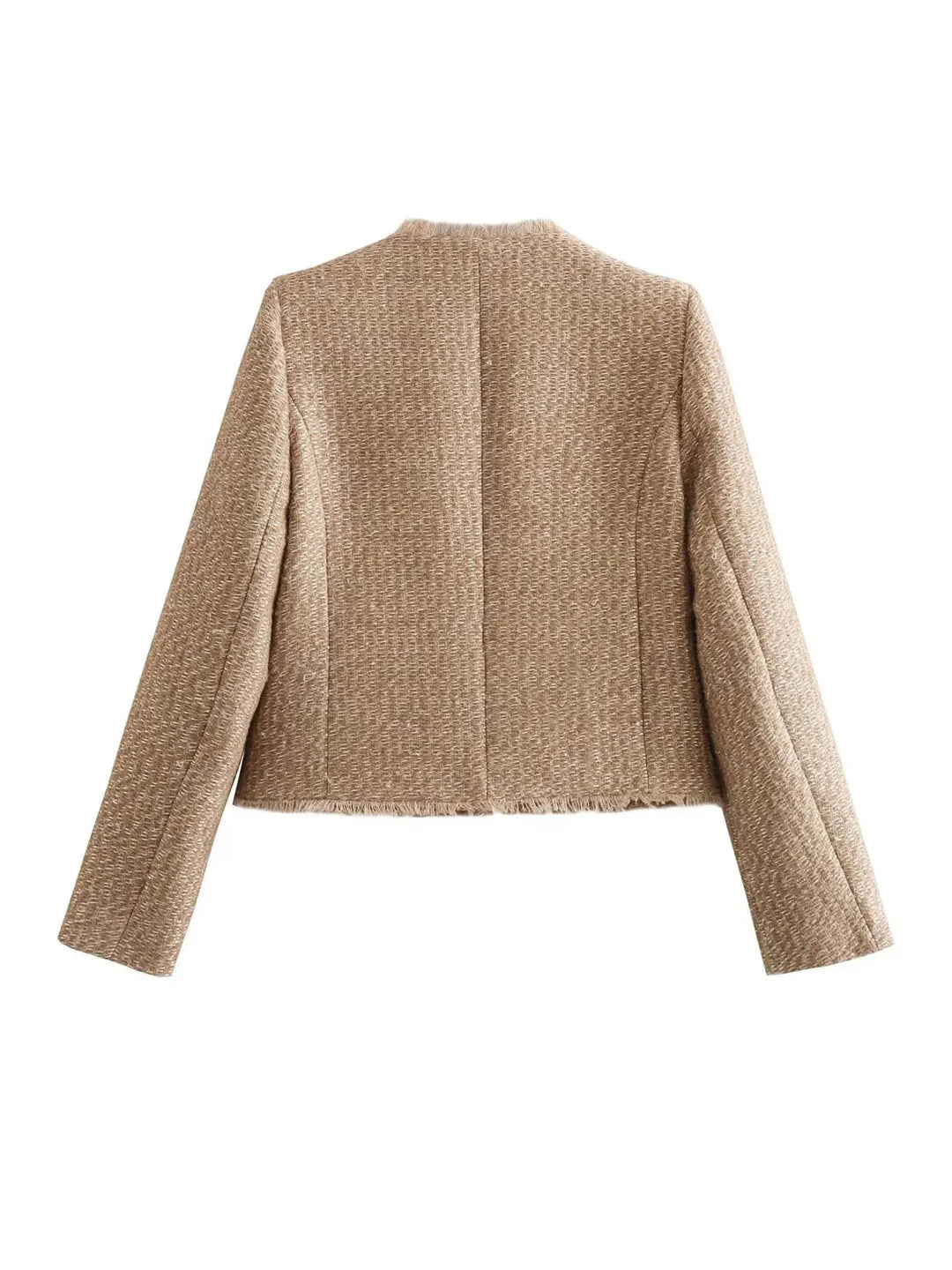 Women’S Tweed Jacket – Tailored Structured Fit – Boxy Silhouette – Button Front