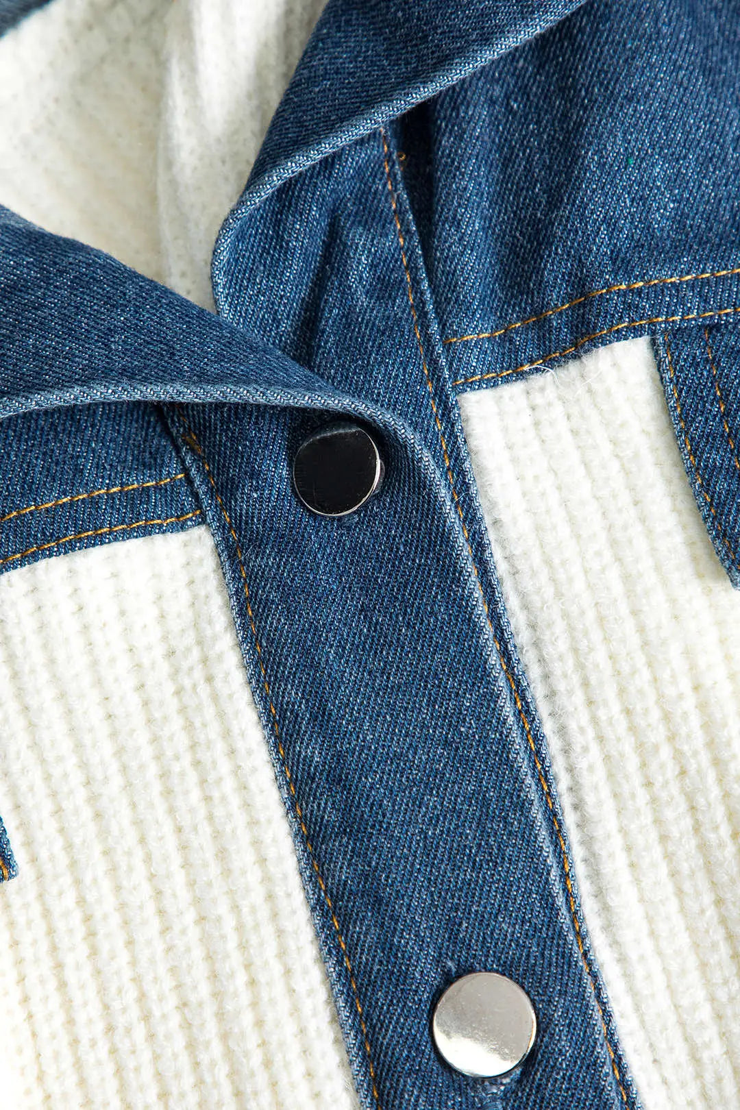 Rosamund – Hyggelig Strikket Denim Patchwork Kvinde Cardigan-Cardigans-Zuruz-Zuruz