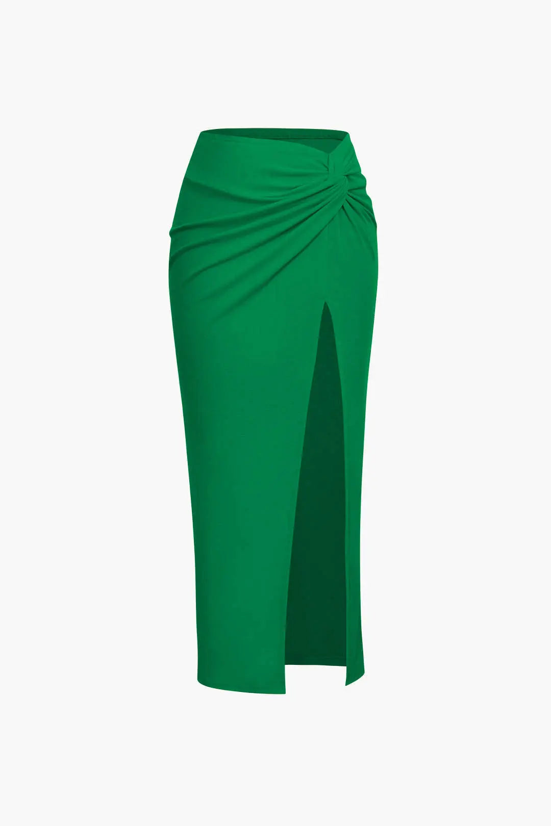 Paloma - Knudedetaljeret Slids Design Strikket Midi Nederdel til Kvinder-Skirts-Zuruz-Grøn-XS-Zuruz