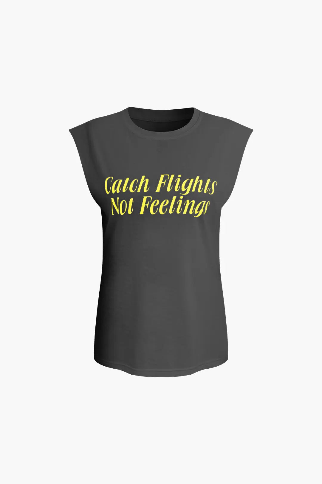Sonja - Stilfuld Bogstavprintet Ærmeløs Kvinde T-shirt-T-shirts-Zuruz-Grå-XS-Zuruz