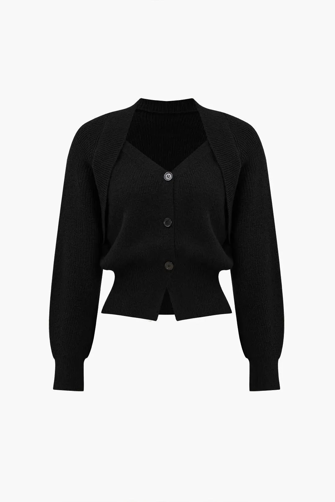Xenia – Elegant V-hals Ensfarvet Strikket Cardigan til Kvinder-Cardigans-Zuruz-Sort-S-Zuruz