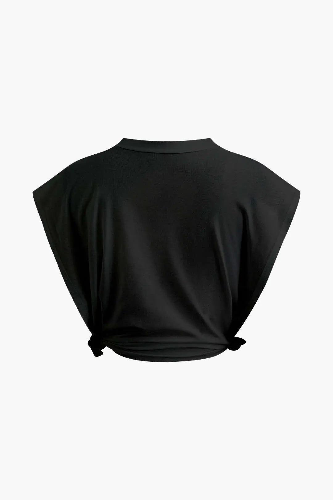 Saskia - Bogstavprint Knudedetaljeret Ærmeløs Kvinde T-shirt-T-shirts-Zuruz-Zuruz