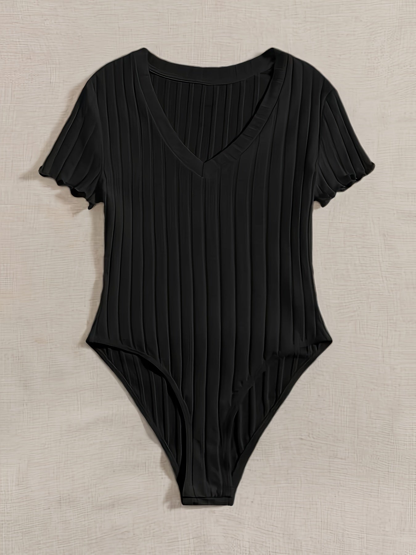 Solid Color Black and White Bodysuit with Short Sleeves for Women, Body Shaping Base Layer Top