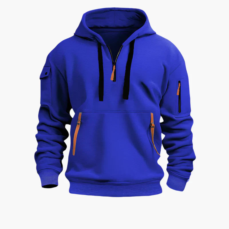 Hættetrøje til mænd med hætte og lynlås - funktionelt og varmt streetwear til hverdag og fritid