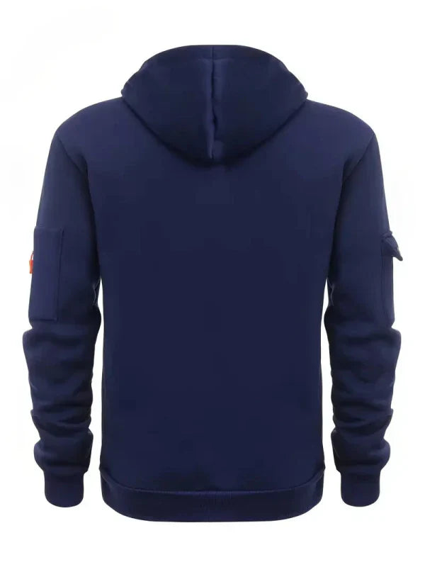 Hættetrøje til mænd med hætte og lynlås - funktionelt og varmt streetwear til hverdag og fritid