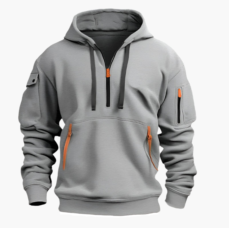 Hættetrøje til mænd med hætte og lynlås - funktionelt og varmt streetwear til hverdag og fritid